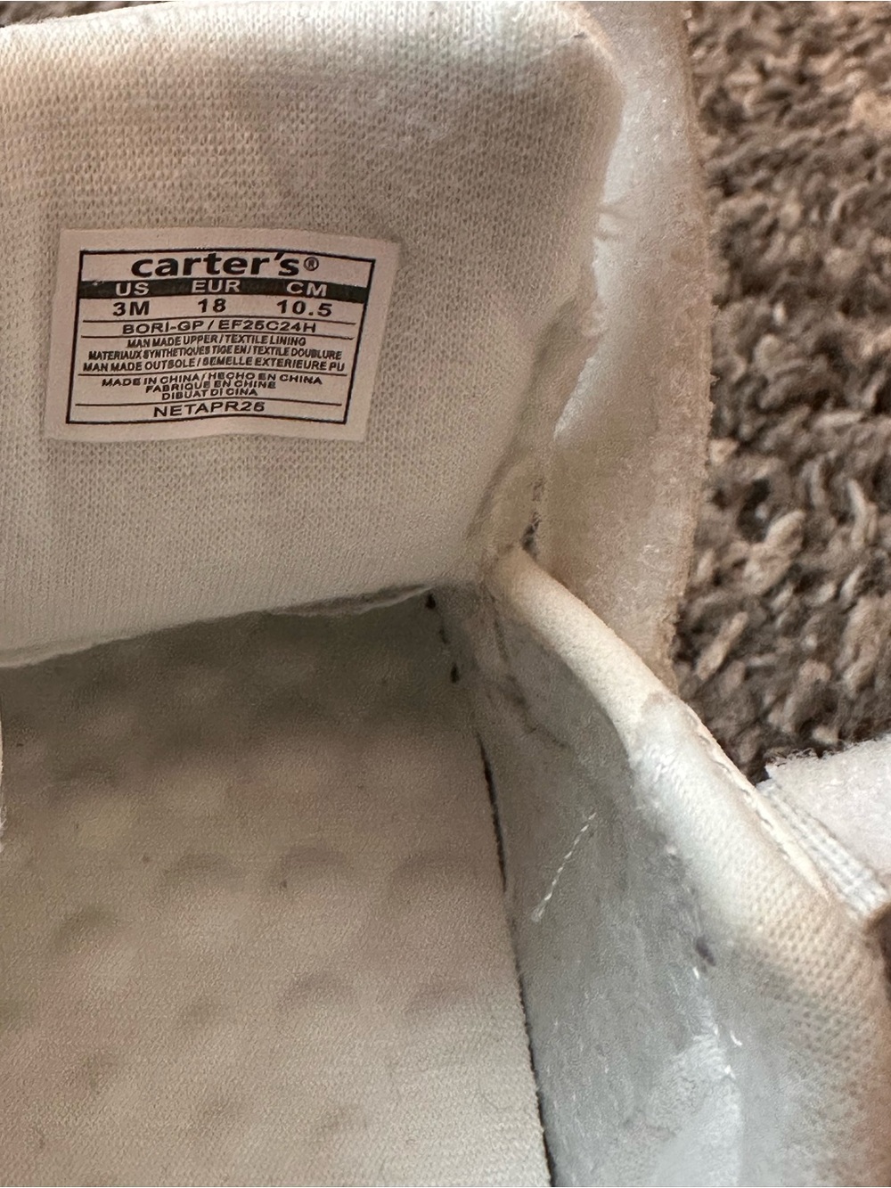 Carter's White Sneakers with Black Heart Print and Velcro - Picture 4 of 5